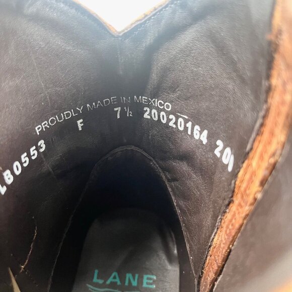 NEW Lane PLAIN JANE Womens Brown Cowboy Bootie 7.5 Short Western Cowgirl Boots - Picture 9 of 11